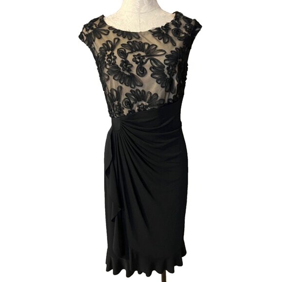 Connected Dress 16 Black Embroidered Ruffle Washable Cruise Wedding Party - Picture 3 of 13